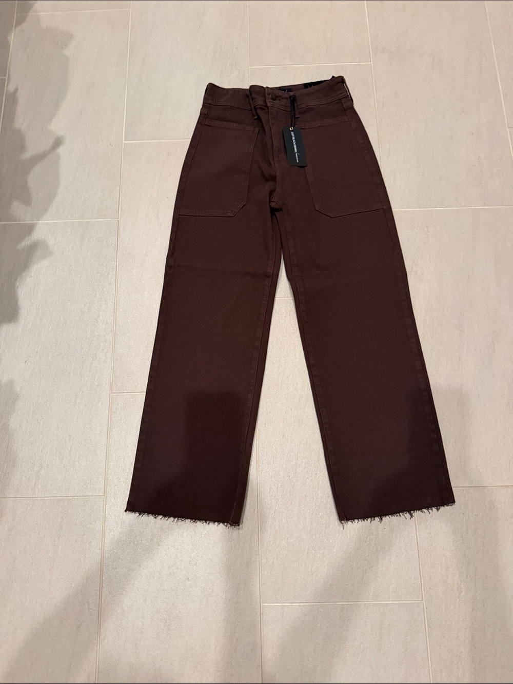 Just Black Wide-Leg High-Rise Jeans in Dark Brown